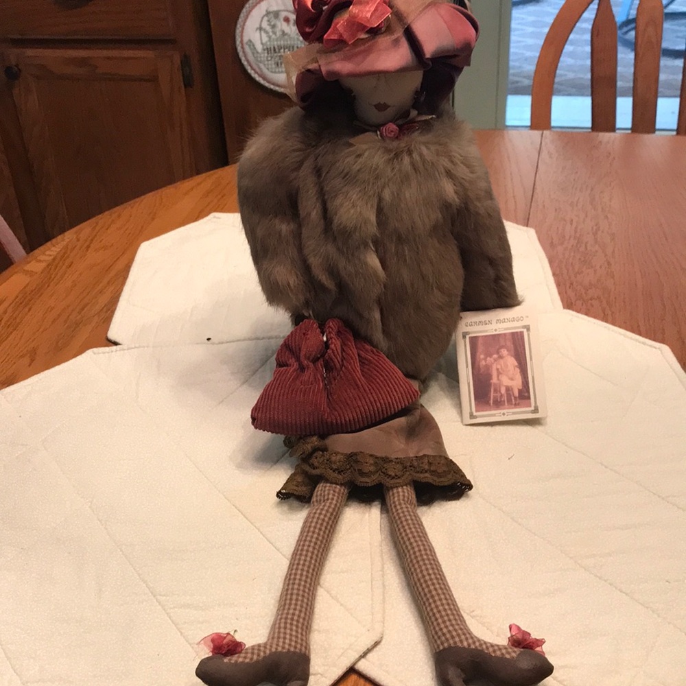 Desiree Brown, Brown Faux Fur Doll Cape with Pink Accent Hat